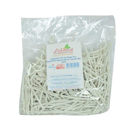 Bağlama Teli Tel Klips Pvc Kaplamalı Beyaz 500 Gr Takribi 500 Adetli 1 Paket Bağlama Teli Tel Klips Pvc Kaplamalı Beyaz 500 Gr Takribi 500 Adetli 1 Paket