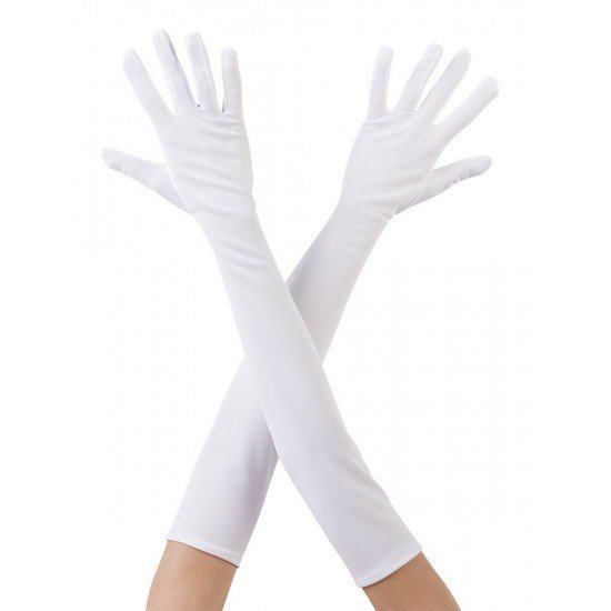 Beyaz Renk Dirseğe Kadar Uzun Kumaş Eldiven 40 cm Beyaz Renk Dirseğe Kadar Uzun Kumaş Eldiven 40 cm