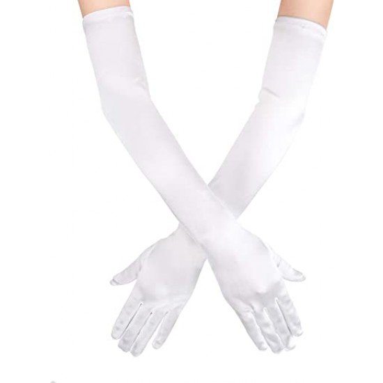 Beyaz Renk Dirseğe Kadar Uzun Kumaş Eldiven 40 cm Beyaz Renk Dirseğe Kadar Uzun Kumaş Eldiven 40 cm