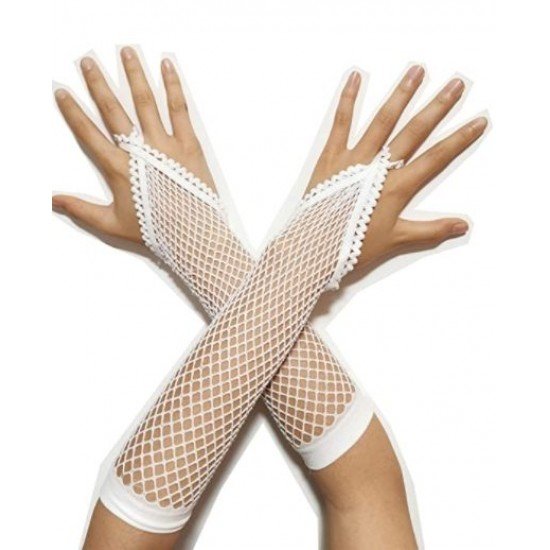 Beyaz Renk Parmak Arası File Örgü Eldiven 26 cm Beyaz Renk Parmak Arası File Örgü Eldiven 26 cm