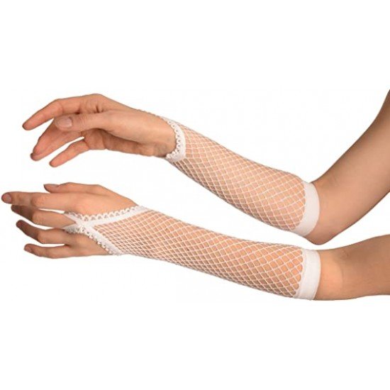 Beyaz Renk Parmak Arası File Örgü Eldiven 26 cm Beyaz Renk Parmak Arası File Örgü Eldiven 26 cm