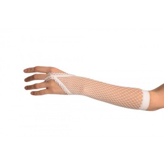Beyaz Renk Parmak Arası File Örgü Eldiven 26 cm Beyaz Renk Parmak Arası File Örgü Eldiven 26 cm