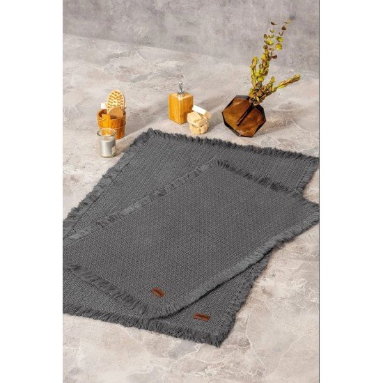 Bath Rug Set Antrasit 2'li 75x125 60x90 Bath Rug Set Antrasit 2'li 75x125 60x90