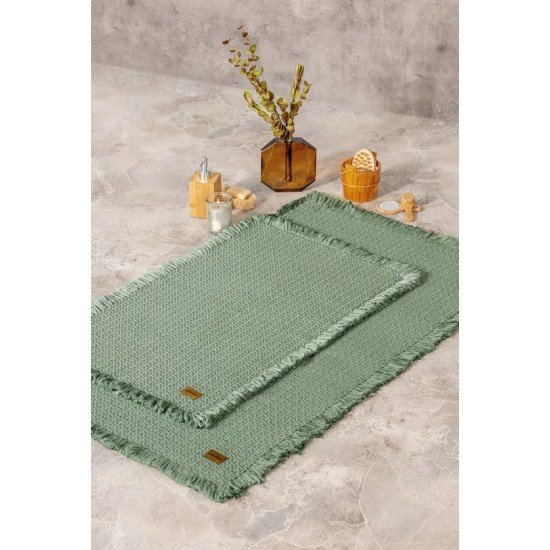 Bath Rug Set Yeşil 2'li 75x125 60x90 Bath Rug Set Yeşil 2'li 75x125 60x90