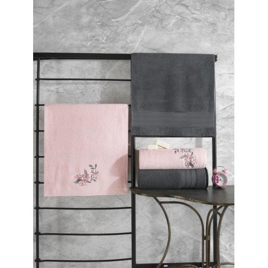 Colorful %100 Pamuk Hamam Havlu Seti Antrasit Pembe Colorful %100 Pamuk Hamam Havlu Seti Antrasit Pembe