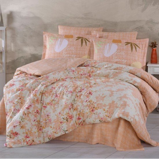 Çift Kişilik Poplin Nev Lily Somon Çift Kişilik Poplin Nev Lily Somon