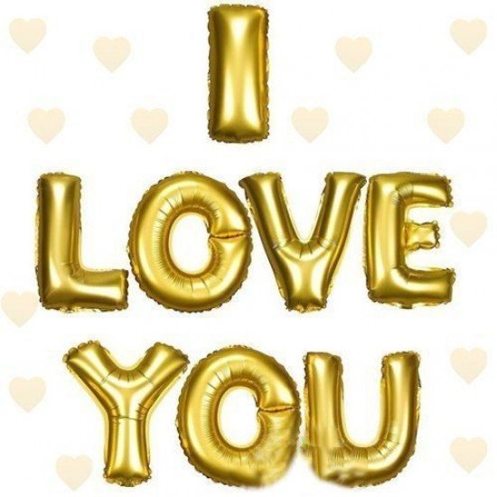 I Love You Folyo Bn Altın Renk 35 CM I Love You Folyo Bn Altın Renk 35 CM