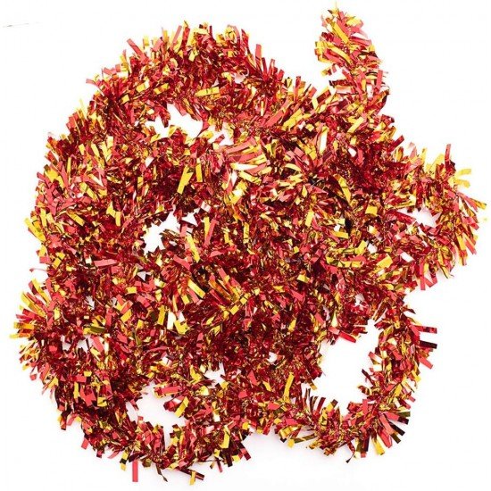 Kırmızı Altın Renk 4 cm Genişlik Garland Çift Renk Sim Süs 180 cm Kırmızı Altın Renk 4 cm Genişlik Garland Çift Renk Sim Süs 180 cm