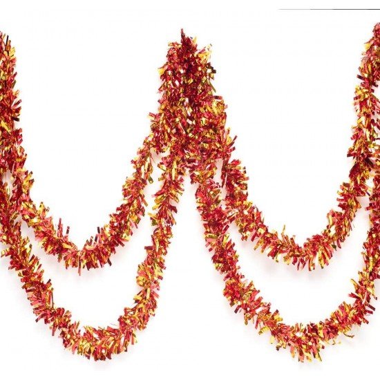 Kırmızı Altın Renk 4 cm Genişlik Garland Çift Renk Sim Süs 180 cm Kırmızı Altın Renk 4 cm Genişlik Garland Çift Renk Sim Süs 180 cm