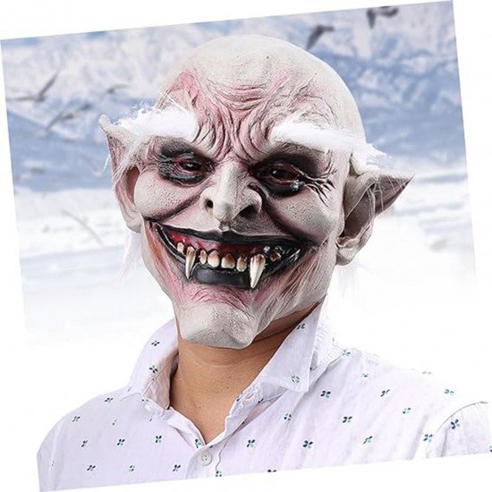 Korku Zombi Maskesi Beyaz Saçlı Kaşlı Lateks Vampir Maskesi Et Maske Korku Zombi Maskesi Beyaz Saçlı Kaşlı Lateks Vampir Maskesi Et Maske