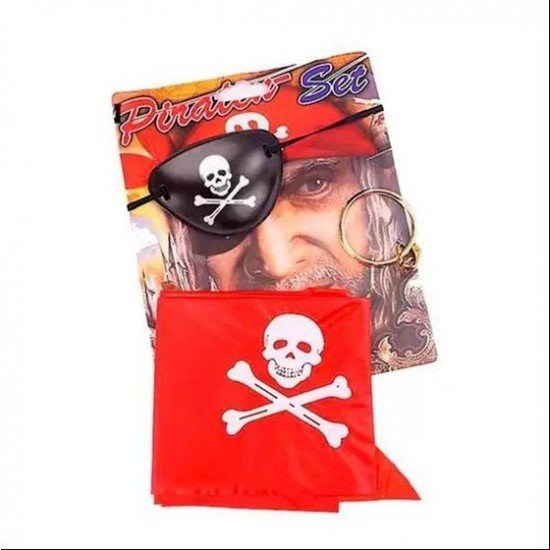Korsan Bandana Korsan Göz Maskesi ve Korsan Küpesi 3 lü Kostüm Seti Korsan Bandana Korsan Göz Maskesi ve Korsan Küpesi 3 lü Kostüm Seti