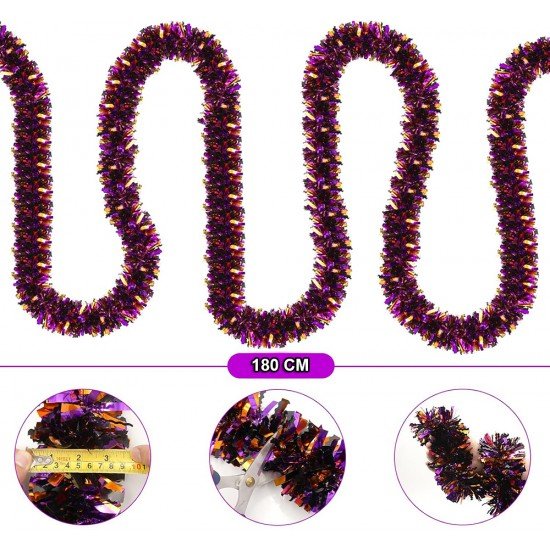 Mor Tcu Renk 4 cm Genişlik Garland Çift Renk Sim Süs 180 cm Mor Tcu Renk 4 cm Genişlik Garland Çift Renk Sim Süs 180 cm