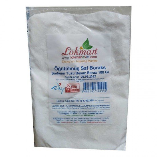 Öğütülmüş Saf Boraks Sodyum Tuzu Beyaz Borax 100 Gr Öğütülmüş Saf Boraks Sodyum Tuzu Beyaz Borax 100 Gr