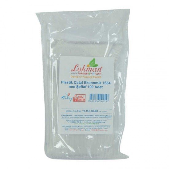 Plastik Çatal Ekonomik 1654 mm Şeffaf 100 Adet 1 Paket Plastik Çatal Ekonomik 1654 mm Şeffaf 100 Adet 1 Paket