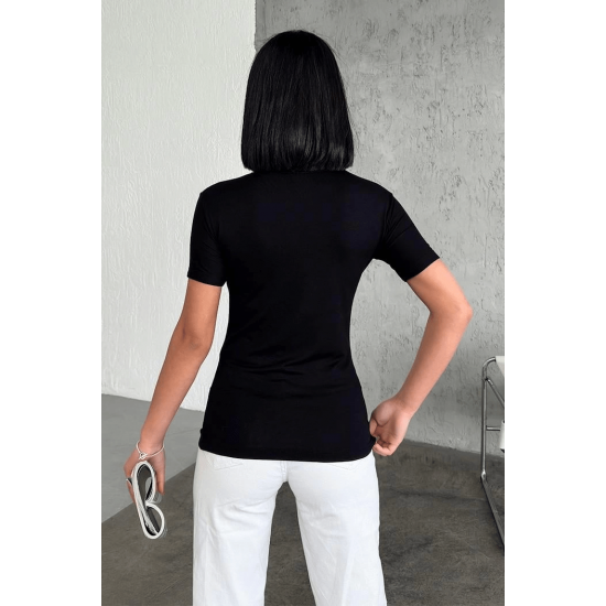Rahat Ve Şık Kısa Kollu Bisiklet Yaka Likralı Viskon Penye Body Siyah ( Lisinya ) Rahat Ve Şık Kısa Kollu Bisiklet Yaka Likralı Viskon Penye Body Siyah ( Lisinya )
