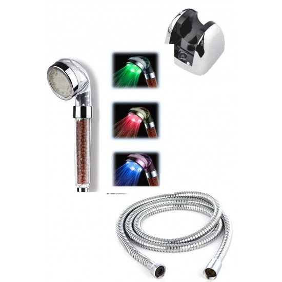 Renk Değiştiren Led Işıklı Duş Başlığı Seti- Hortum Askı Seti (Pilsiz- Elektriksiz) Renk Değiştiren Led Işıklı Duş Başlığı Seti- Hortum Askı Seti (Pilsiz- Elektriksiz)