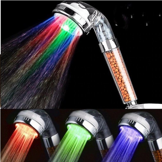 Renk Değiştiren Led Işıklı Duş Başlığı Seti- Hortum Askı Seti (Pilsiz- Elektriksiz) Renk Değiştiren Led Işıklı Duş Başlığı Seti- Hortum Askı Seti (Pilsiz- Elektriksiz)