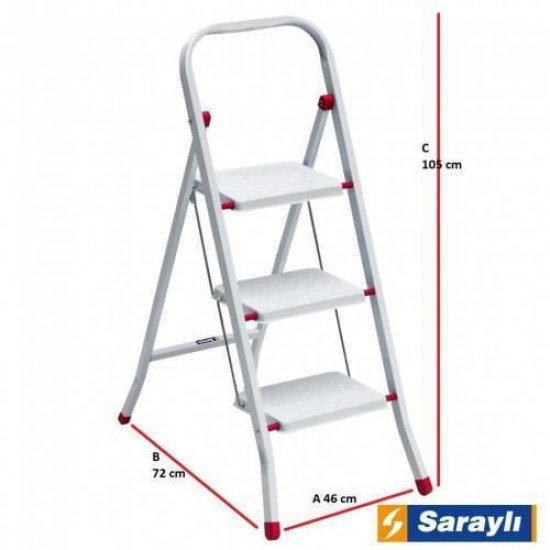 Saraylı Pratik Metal Merdiven Beyaz 3 Basamaklı Saraylı Pratik Metal Merdiven Beyaz 3 Basamaklı
