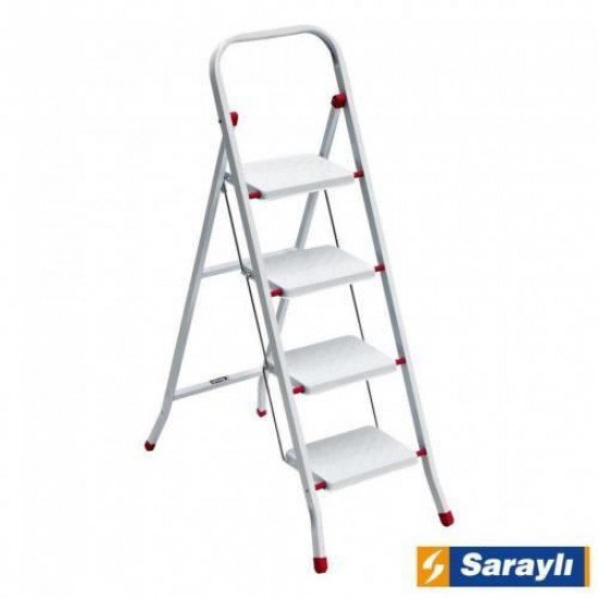 Saraylı Pratik Metal Merdiven Beyaz 4 Basamaklı Saraylı Pratik Metal Merdiven Beyaz 4 Basamaklı