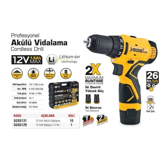 5131 Akülü Vidalama 12 Volt 1,5 Ah 5131 Akülü Vidalama 12 Volt 1,5 Ah