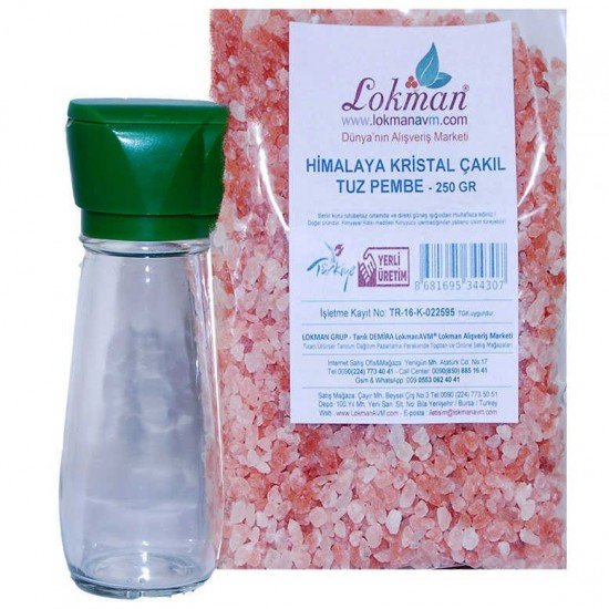 Tuz Karabiber Değirmeni Yeşil + Himalaya Çakıl Tuz Pembe 250 Gr Tuz Karabiber Değirmeni Yeşil + Himalaya Çakıl Tuz Pembe 250 Gr
